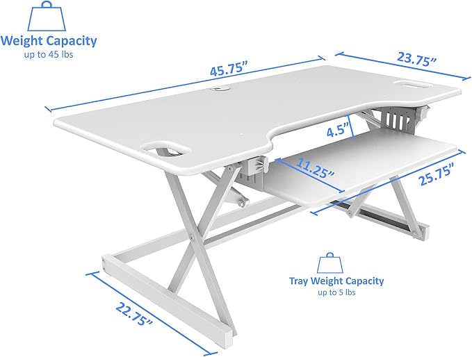 Rocelco 46" Large Height Adjustable Standing Desk Converter - Image 3