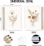 JWVK Boho Floral Spiral Notebook, Rustic Neutral Flower Herbs Notebooks - Image 2