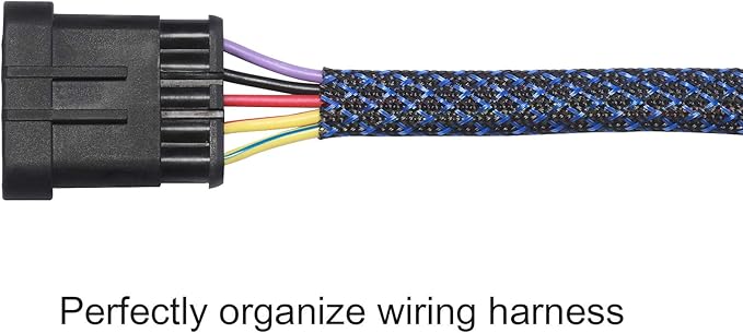 100ft - 1 inch PET Expandable Braided Sleeving – BlackBlue – Alex Tech Braided - Image 3