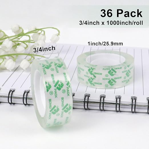 BOMEI PACK 36Rolls Crystal Clear Tape - Image 2