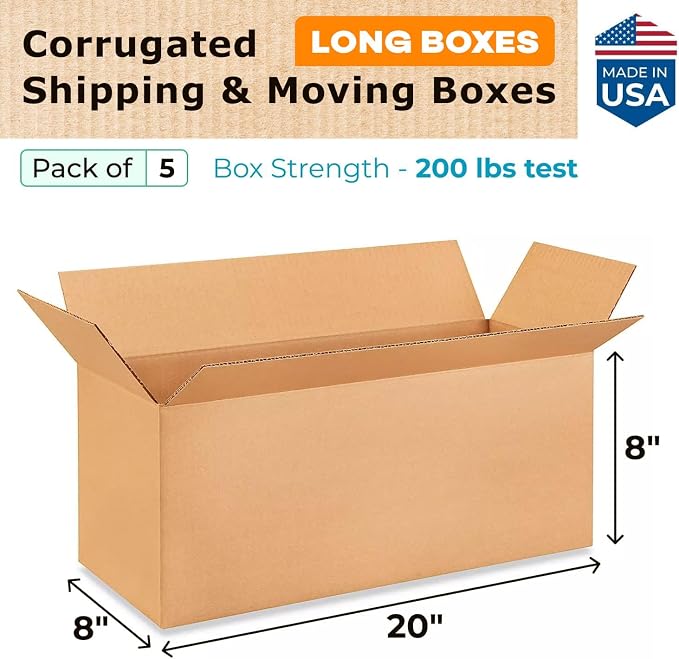 Long Shipping & Moving Boxes 20 x 8 x 8 inches - Image 2