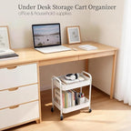 Ufriandz Under Desk Storage Cart 2 Tier Utility Rolling Cart - Image 3