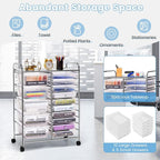 COSTWAY 15 Drawer Rolling Storage Cart, Utility Tools Paper Organizer on Wheels - Image 4