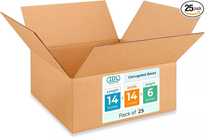 Medium Moving & Shipping Boxes 14"L x 14"W x 6"H by IDLPackaging