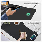 Mouse Pad with Wireless Charging, PU Leather Fast Charging Gaming Mouse Pad - Image 3