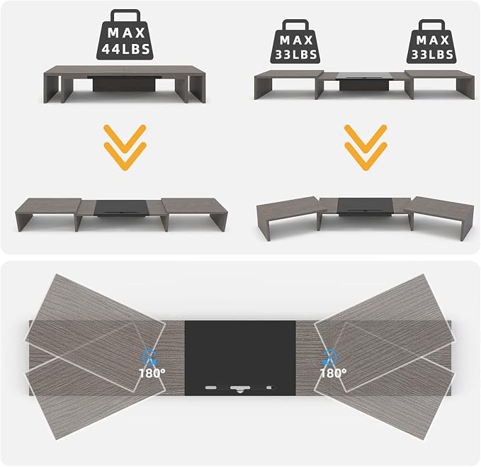 WESTREE Triple Dual Monitor Stand Riser, Monitor Stand - Image 5