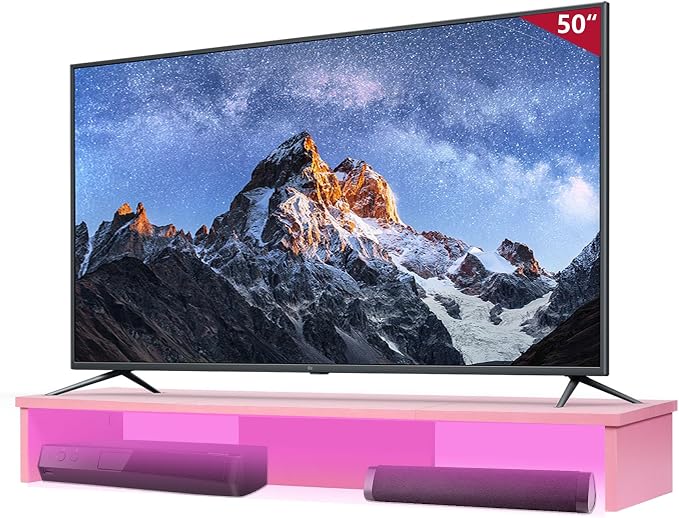 TV Riser Stand with LED Lights, 42.5" Super Large Monitor Stand Riser, Tabletop by Qupui