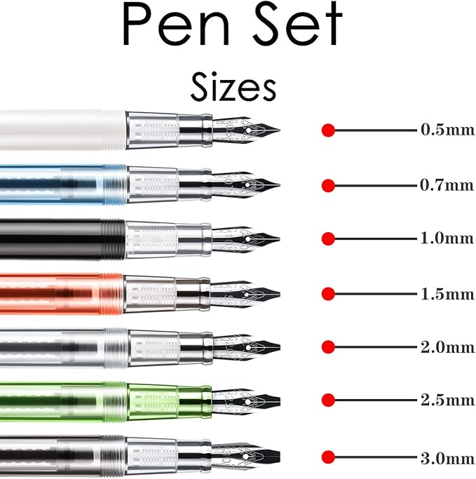 GC QUILL Calligraphy Set Fountain Pens 7 Different Size Nibs and 36 Assorted - Image 5
