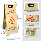 Kerty 2 Pack Stainless Steel Wet Floor Sign, 24 Inch Caution Wet Floor Sign - Image 2