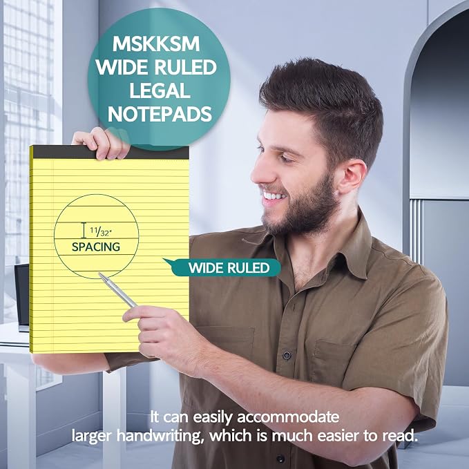 MSKKSM Legal Pads 8.5 x 11, 6 Pack Yellow Note Pads 8.5 x 11 Writing Pads - Image 3