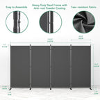 Helios&Hestia 4-Panel 6 ft Tall Indoor Folding Room Divider, Portable Privacy - Image 5