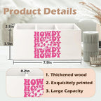 URLLUAE Hot Pink Western Howdy Wooden Pen Pencil Holder - Image 6
