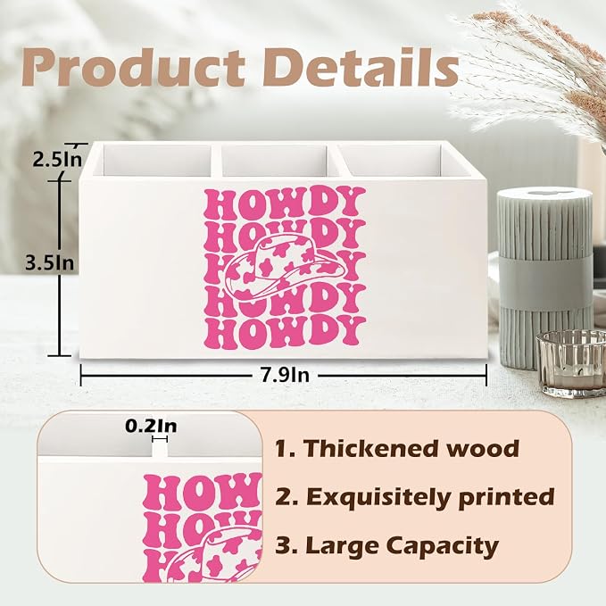 URLLUAE Hot Pink Western Howdy Wooden Pen Pencil Holder - Image 6