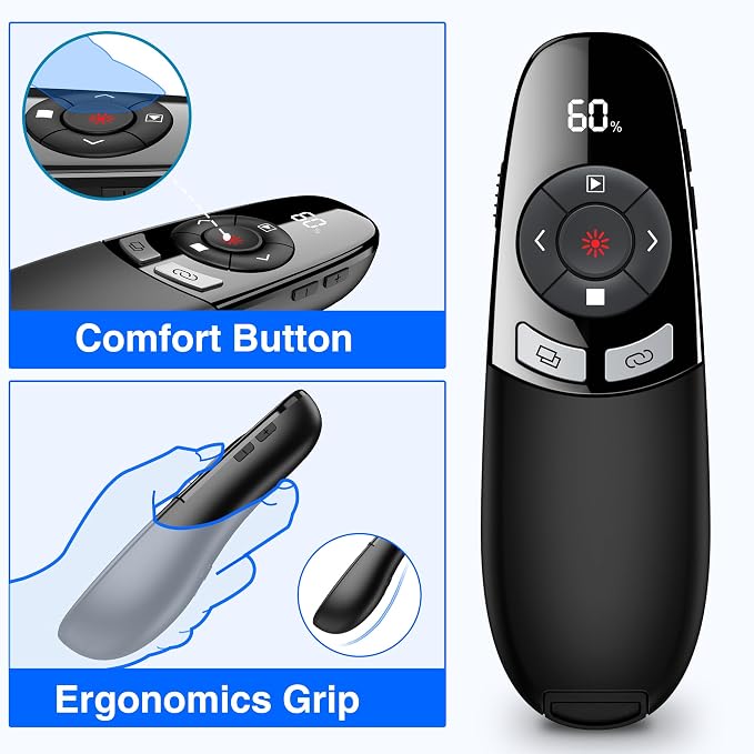 Wireless Presenter USB C Presentation Clicker Remote w Laser Pointer, Long - Image 6