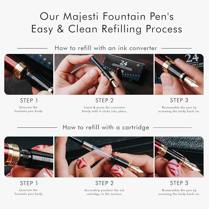 Wordsworth & Black Majesti Fountain Pen -, Luxury Case, Chrome Finish, Iridium - Image 9
