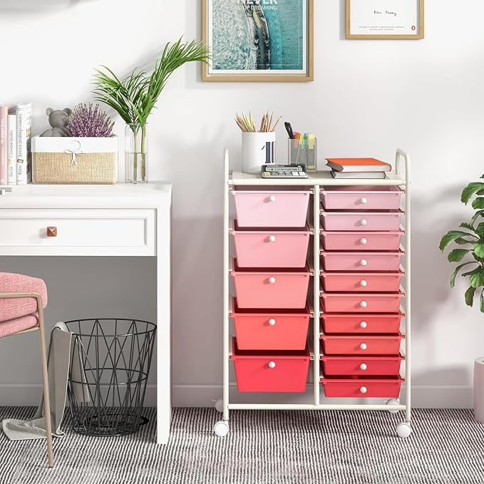 LDAILY 15 Drawer Rolling Storage Cart, Rolling Cart - Image 9
