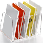 SANRUI Acrylic Desk File Organizer, 5 Vertical Compartments Clear Magazine File - Image 9