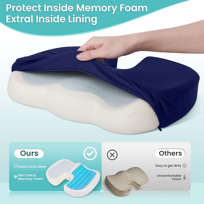 Office Chair Seat Cushion, Cooling Gel Enhanced Memory Foam Cushion - Image 3