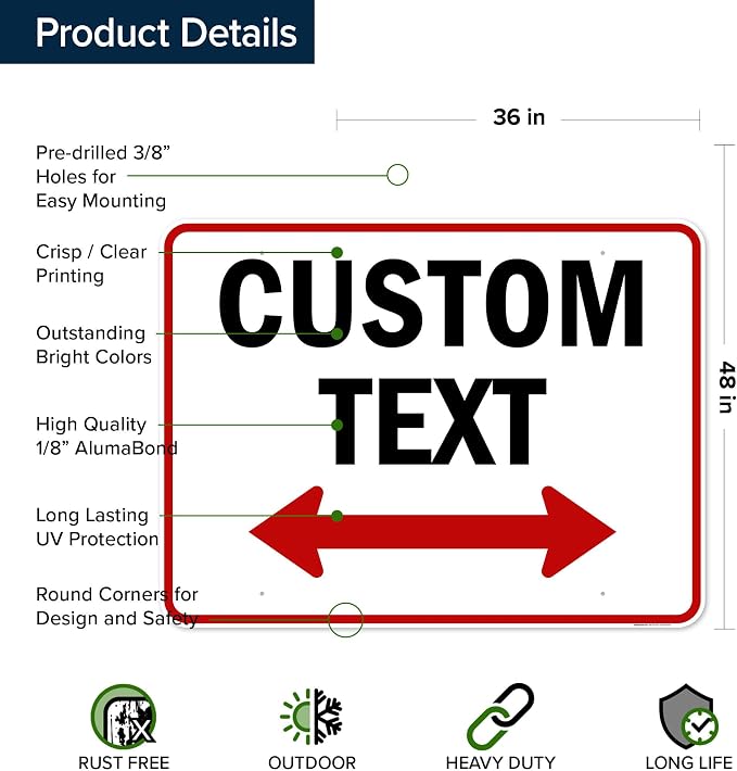 Custom Arrow, Custom Directional Sign, Two Way Arrow, 36x48 Inches, Rust Free - Image 6