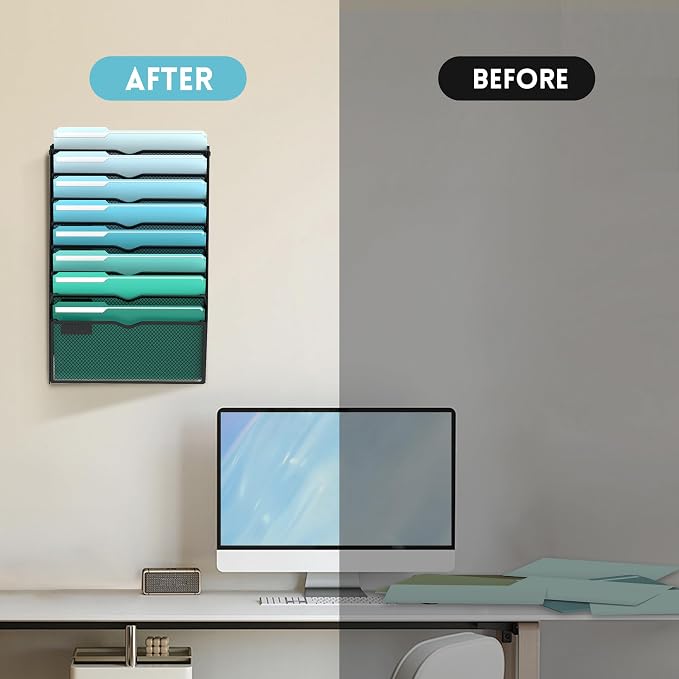 SUPEASY 8-Tier Wall File Organizer, Hanging Wall Files - Image 7