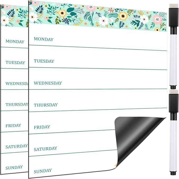 Outus 2 Pieces Magnetic Weekly Dry Erase Boards Erasable Weekly Calendars by Outus