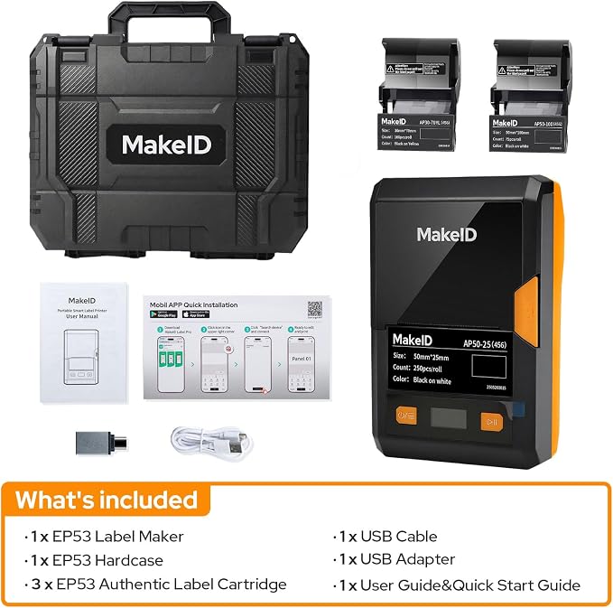 MakeID EP53 Label Maker with Hard Case, Portable Industrial 2" Print Head - Image 8