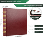LETVPVOW Vintage Hardback 3 Ring Binder 2 Inch, Professional Leather Binders 2 - Image 2