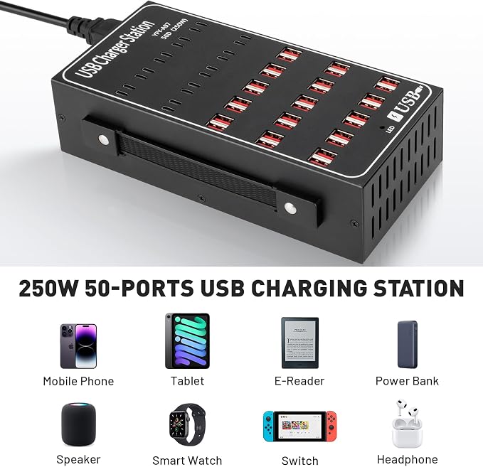 250W Charging Station for Multiple Devices, Stations for MacBook, Android Cell - Image 5