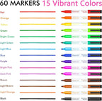 Dry Erase Markers, Shuttle Art 60 Bulk Pack 15 Colors Magnetic Whiteboard - Image 2