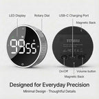 Rechargeable Magnetic Kitchen Timer, LED Countdown/Up Timer, Supports USB-C - Image 8