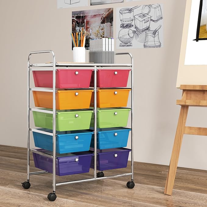 GOFLAME 10-Drawer Rolling Storage Cart, Art Craft Storage Organizer on Wheels - Image 2