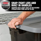 Rubbermaid Garage Storage Bins Black Plastic Stackable Storage - Image 4