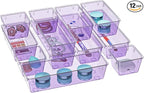 WOWBOX 12 Pack Clear Drawer Organizer Set, Acrylic Drawer Storage Trays by WOWBOX