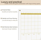Glass 3-1 Golden Monthly Dry Erase Calendar Whiteboard - Image 4