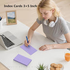 250 Count Index Cards 3 x 5 Inch, Heavyweight Purple Lined Note Cards Portable - Image 3