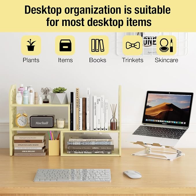 YGYQZ Adjustable Desktop Organizer Shelf – Space-Saving Desk Shelves & Desktop - Image 5