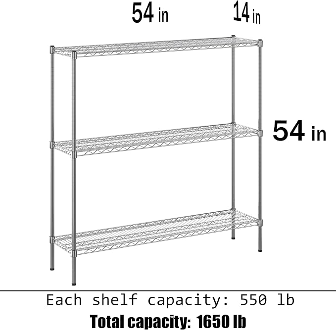 Regal Altair 14" Deep x 54" Wide x 54" Height Wire Shelving Kit | 3-Tier | NSF - Image 3