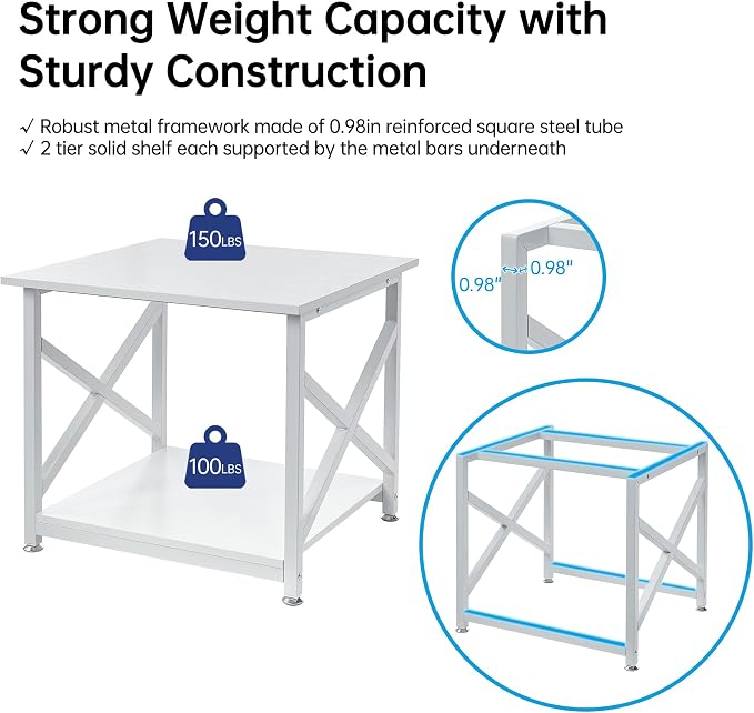 Fannova 23.6 x 23.6 Inches Large Printer Stand, 2 Tier Square Printer Table - Image 4