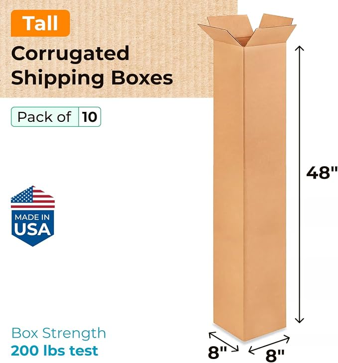 Tall Moving & Shipping Boxes 8x8x48 inches - Image 2