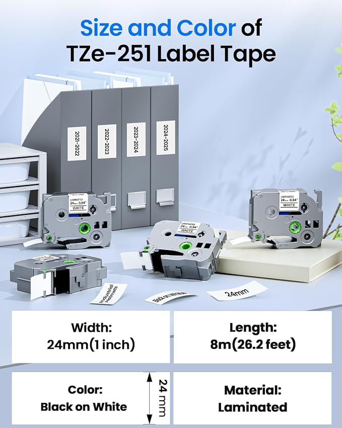 TZe-251 24mm 0.94 Laminated White Tape Replace - Image 3