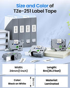 TZe-251 24mm 0.94 Laminated White Tape Replace - Image 3