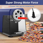 AFMAT Electric Pencil Sharpener Heavy Duty, 6 Holes, Auto Stop Pencil Sharpener - Image 5