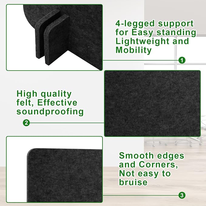 Kisston 6 Pack Acoustic Desk Divider Desk Partition 24 x 24" Stand Up - Image 3