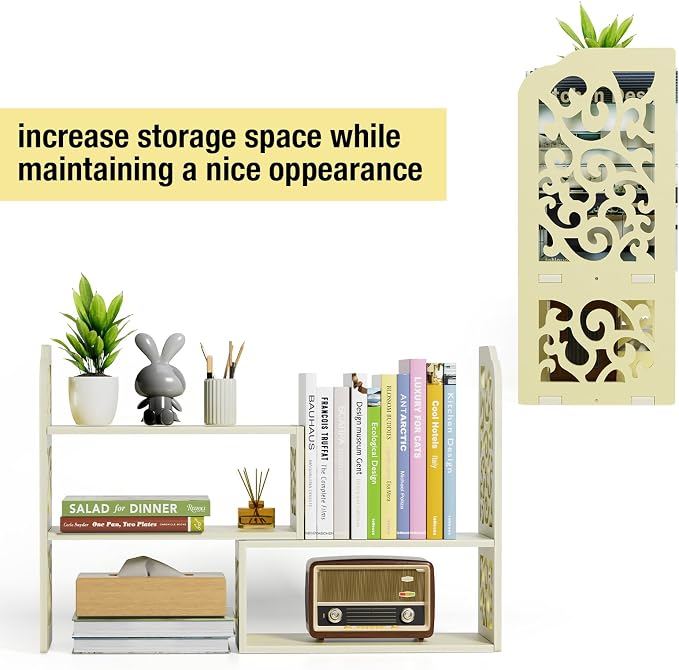 YGYQZ Adjustable Desktop Organizer Shelf – Space-Saving Desk Shelves & Desktop - Image 7