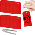 100 Pcs Red Tags with String Blank Shipping Tags with Metal Wire Writable Price by XUWAIDSGN