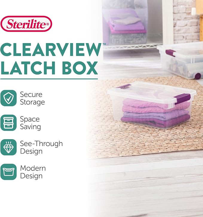 Sterilite 48-Pack 15 Quart ClearView Latch Box, Stackable Organizer Bins - Image 2