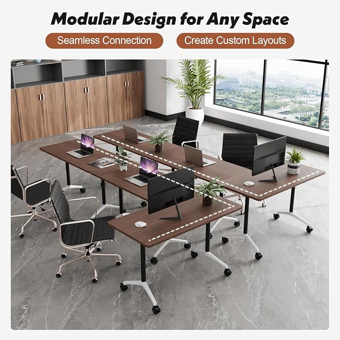 Goakwwuz Conference Room Table, Folding Conference Tables, Thicken Grey Tabletop - Image 5