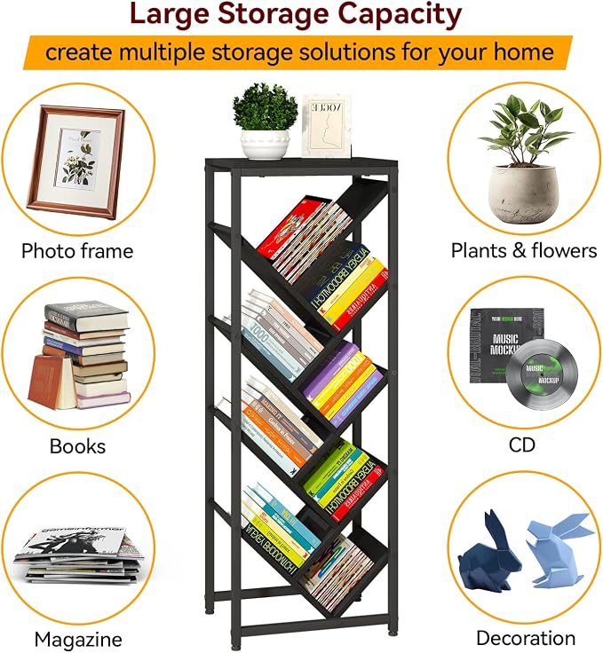 IBUYKE 9 Tier Tree Bookshelf, Floor Standing Wood Bookshelf - Image 6