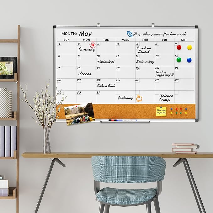 Comix Dry Erase Calendar Whiteboard Corkboard Combo, 36 * 24 inch Monthly - Image 7
