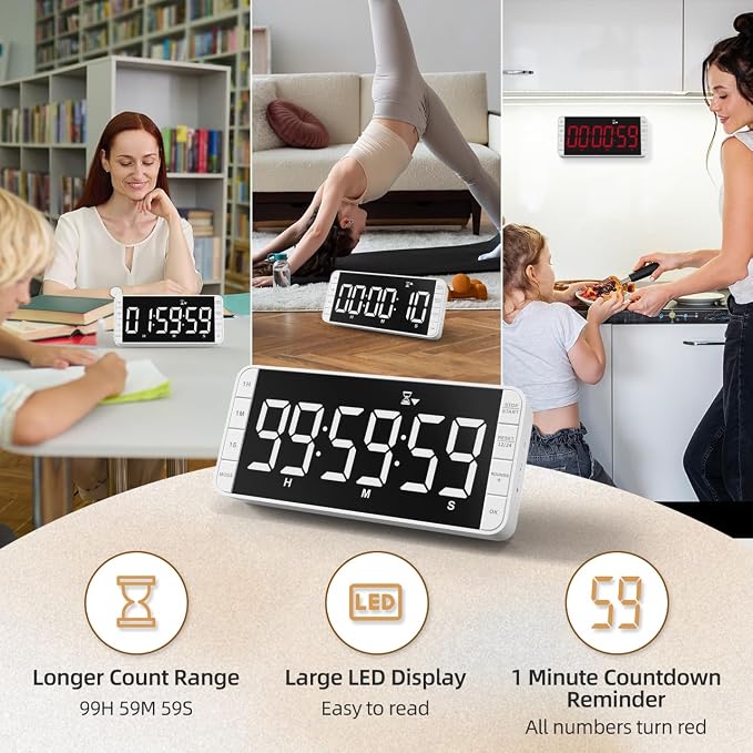 7.8'' Extra Large Rechargeable LED Kitchen Timer - Image 3